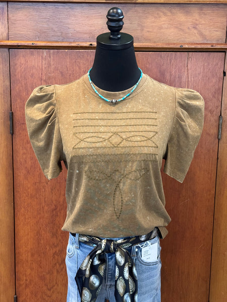 Lucky & Blessed Boot Stitch Embroidered Shirt