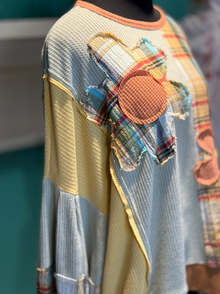 Easel Plaid ColorBlock Top