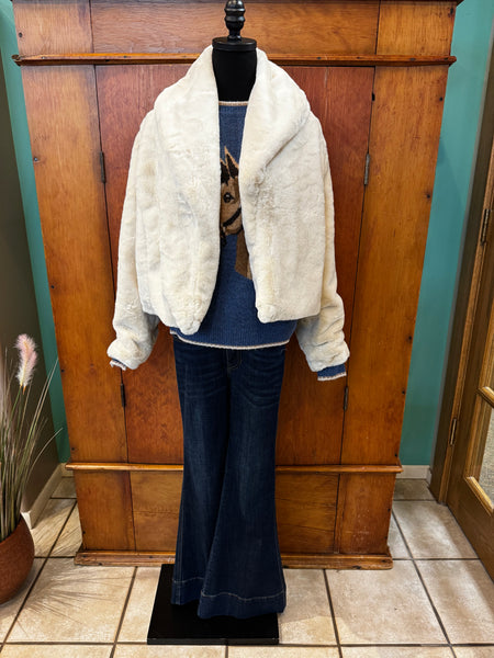 Shawl Collar Fuzzy Jacket