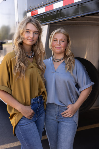 Glam V-Neck Dolman Short Sleeve Top
