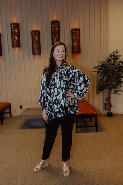 Tie Front Animal Print Top