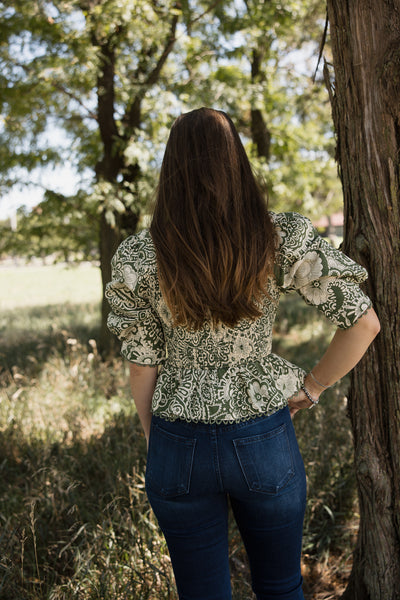 &Merci Scallop Lace Trim Top