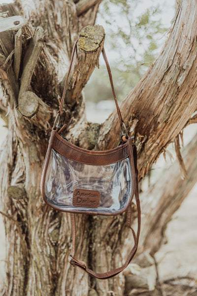 Western Leather Clear Bag with Hand Tooled Acents