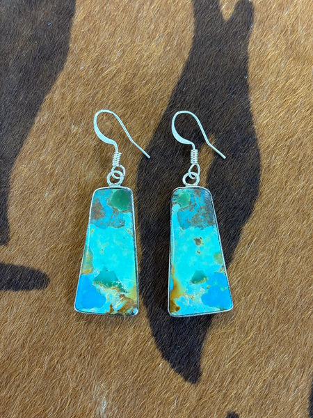 Wrapped Silver Turquoise Slab Earrings