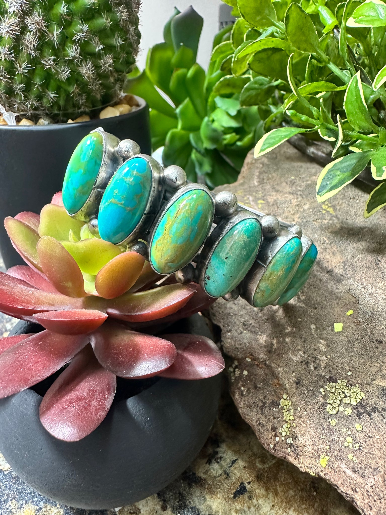 SSL 6 Stone Turquoise Cuff Bracelet