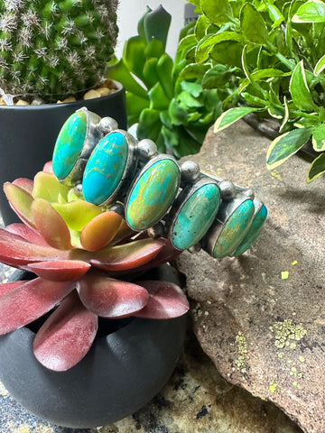 SSL 6 Stone Turquoise Cuff Bracelet