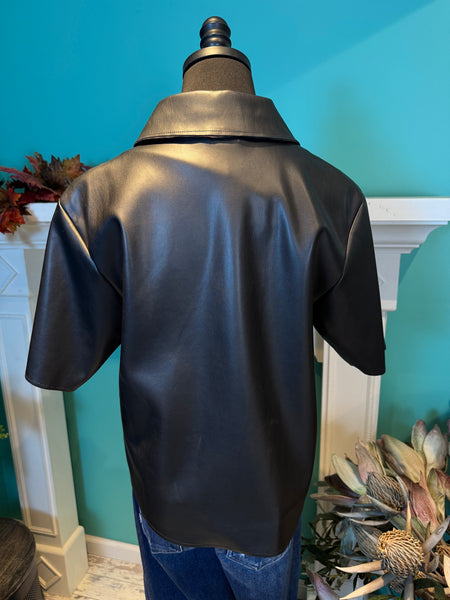 EE:Some Faux Leather Cropped Top