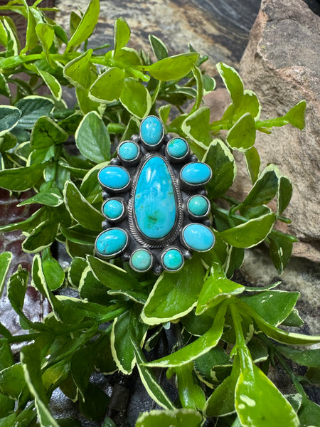 Tear Drop Cluster Turquoise Ring