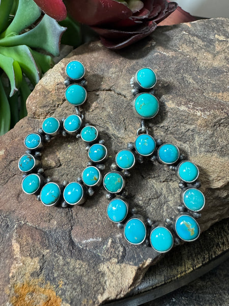 Statement Circle Turquoise Earrings