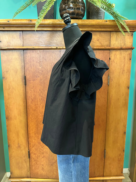 Flutter Sleeve Tunic Style Poplin Top