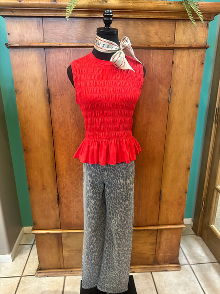 Smocked Sleeveless Top