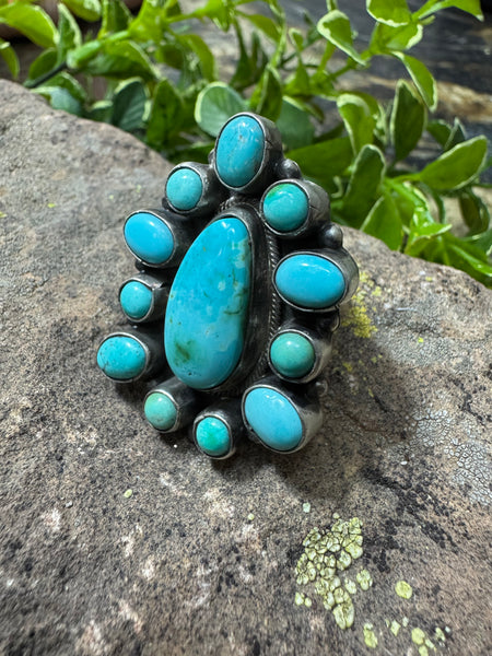 Tear Drop Cluster Turquoise Ring