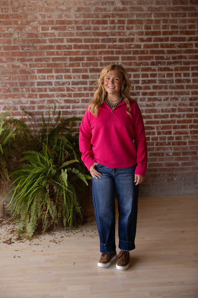 Quarter Zip Textured Sweatshirt