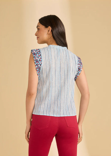 FDJ Embroidered Flutter Sleeve Top