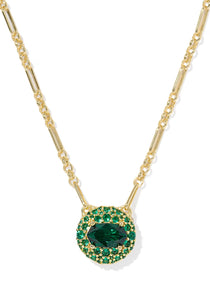 Kendra Scott Bella Gold Short Pendant Necklace in Dark Green Crystal