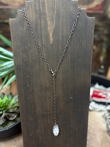 SLL White Buffalo Chain Link Lariat Necklace