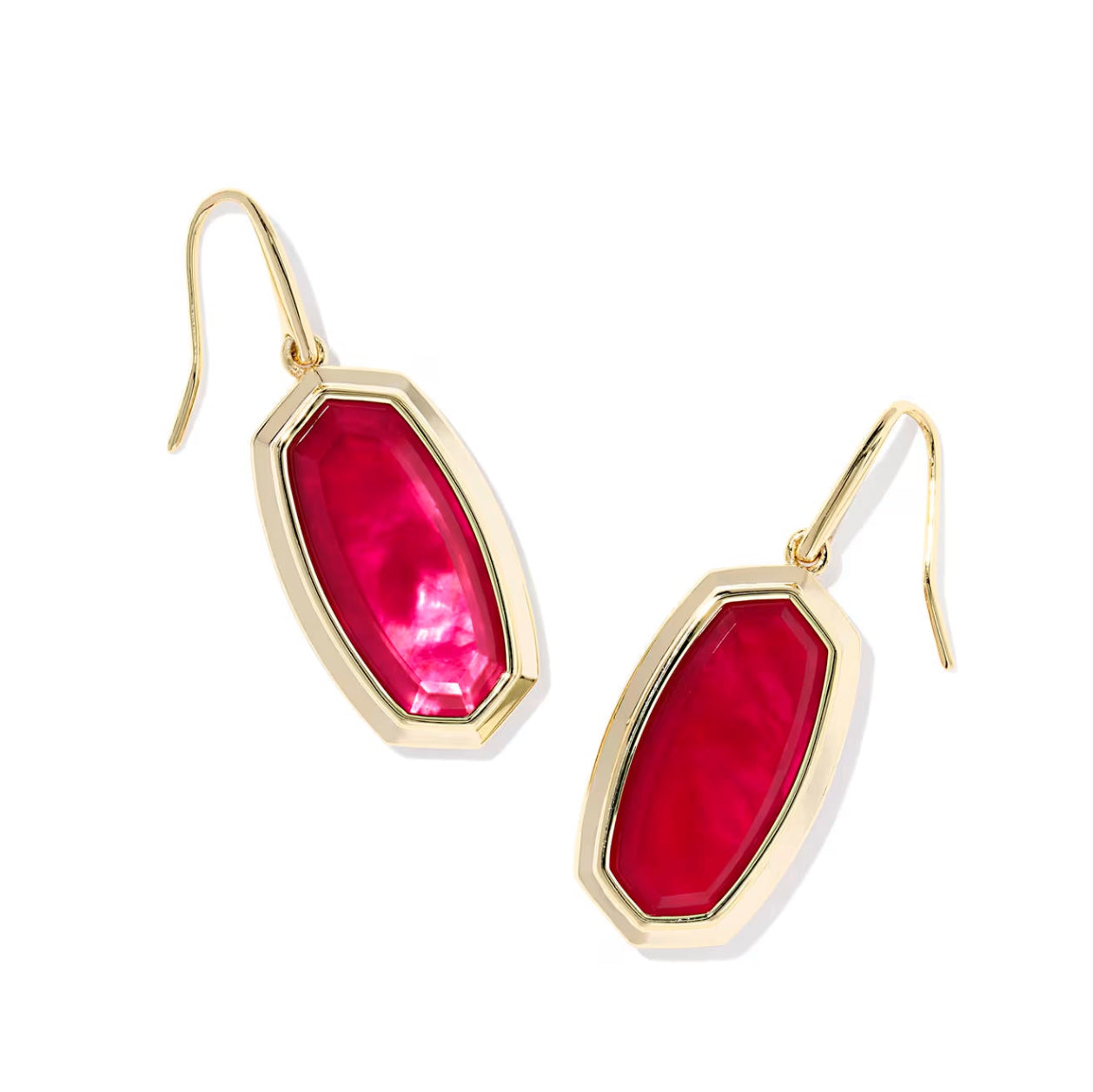 Kendra Scott Dani Bezel Gold Drop Earrings in Red Illusion