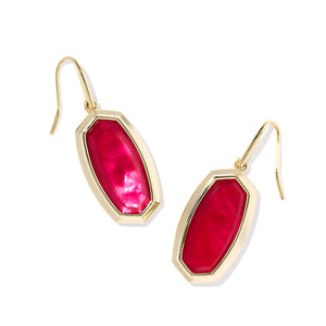 Kendra Scott Dani Bezel Gold Drop Earrings in Red Illusion
