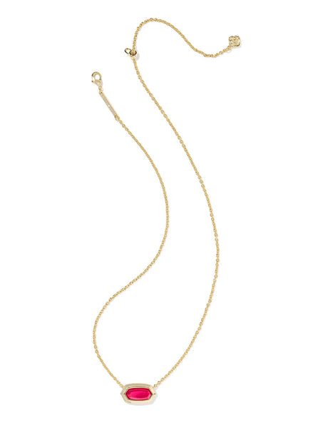 Kendra Scott Elisa Bezel Gold Short Pendant Necklace in Red Illusion