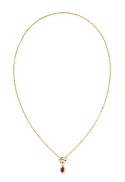Kendra Scott Mini Elisa Toggle Gold Short Pendant Necklace in Red Illusion