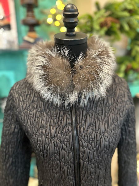 Stretch Leather Jacket W/Silver Fox