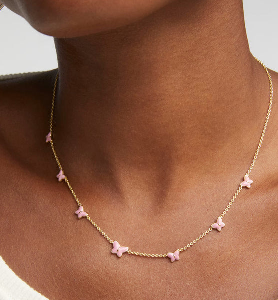 Kendra Scott Lillia Butterfly Pink Enamel in Gold & Silver