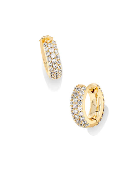 Kendra Scott Mikki Pave Huggie Earrings in Silver & Gold