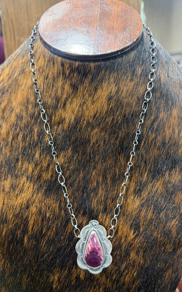 Purple Spiny Tear Drop Necklace