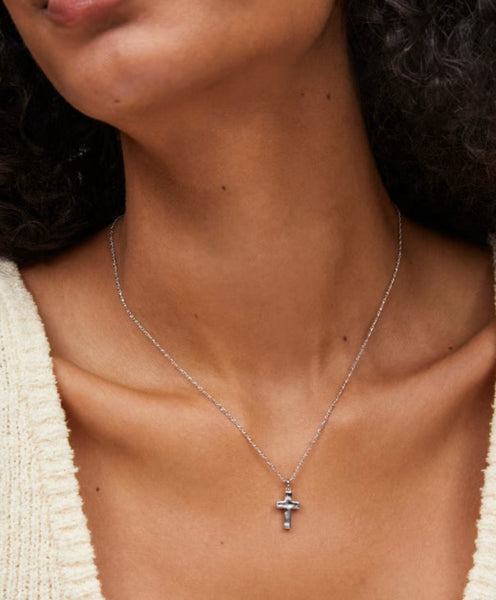 Kendra Scott Cross Pendant Necklace in Silver & Gold