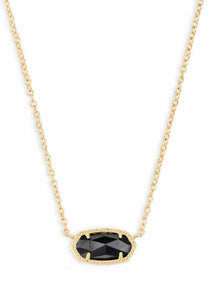 Kendra Scott Elisa Gold Pendant Necklace in Black Opaque Glass