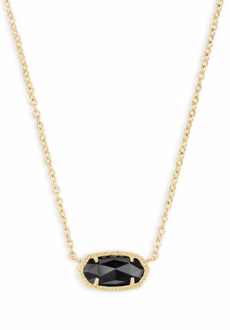 Kendra Scott Elisa Gold Pendant Necklace in Black Opaque Glass