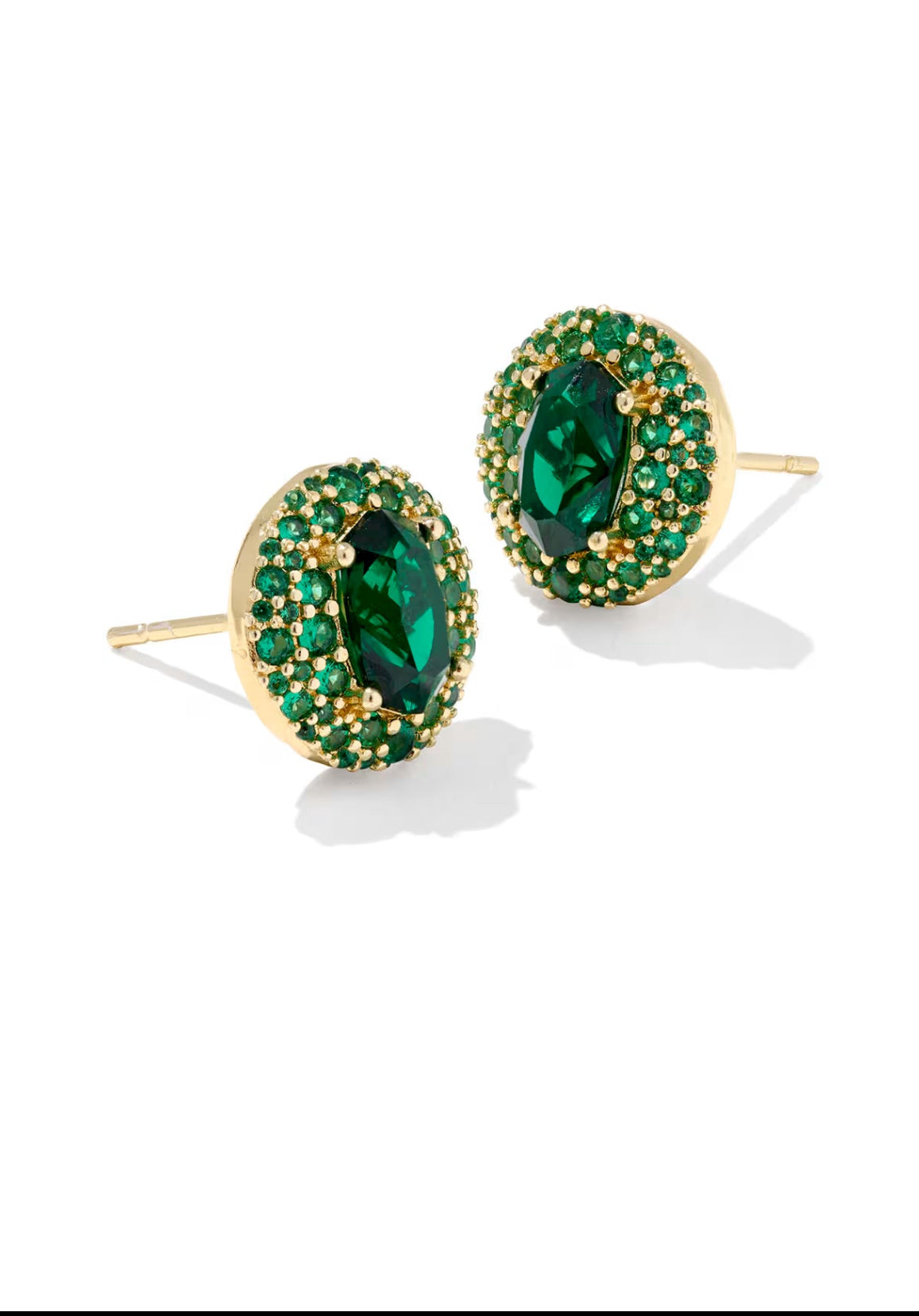 Kendra Scott Bella Gold Stud Earrings in Dark Green Crystal