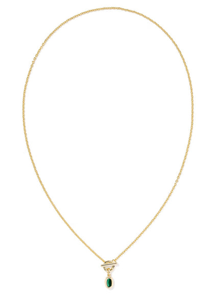 Kendra Scott Mini Elisa Toggle Gold Short Pendant Necklace in Green Tigers Eye