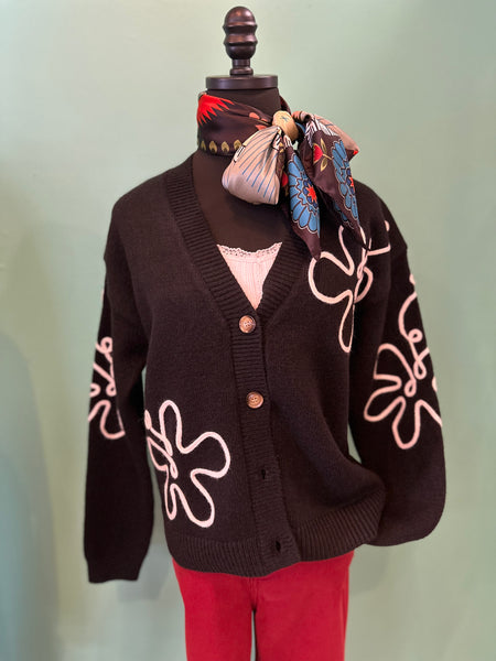 Hem & Thread Floral Button Down Cardigan