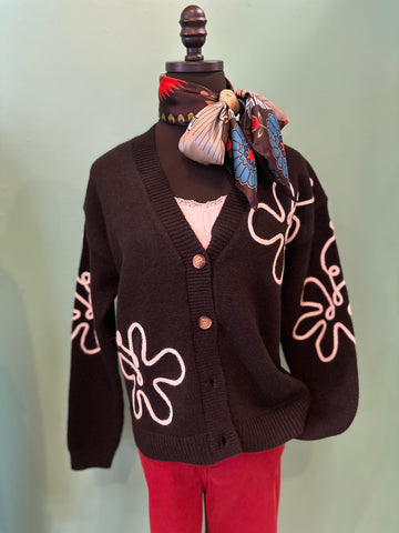 Hem & Thread Floral Button Down Cardigan