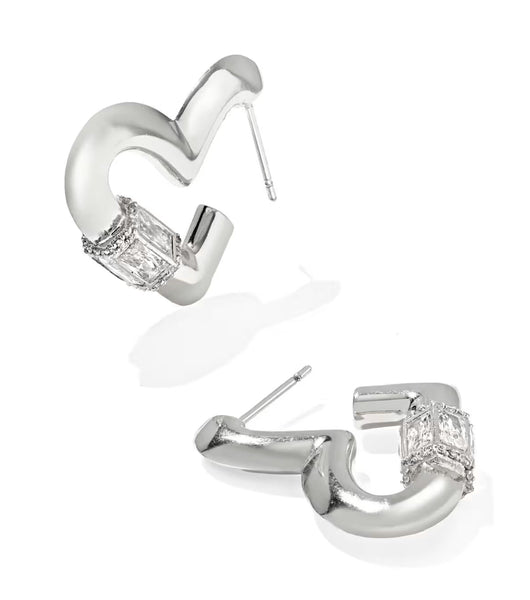 Kendra Scott Emery Heart Silver Hoop Earrings