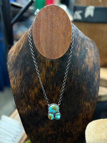 The Oval 3 Stone Turquoise Necklace