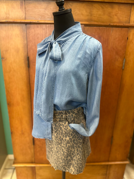 Bow Denim Tencel Top