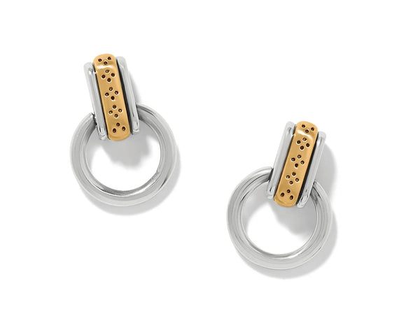 Mosaic Two Tone Mini Post Drop Earrings