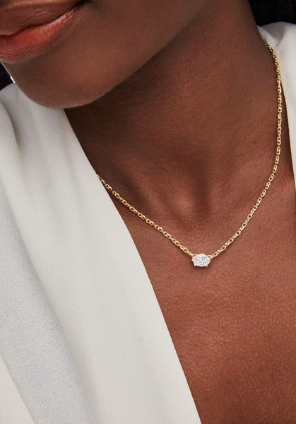 Kendra Scott Caitlin Gold Pendant Necklace in White CZ