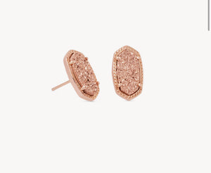 Kendra Scott Ellie Rose Gold Stud Earrings in Rose Gold Drusy
