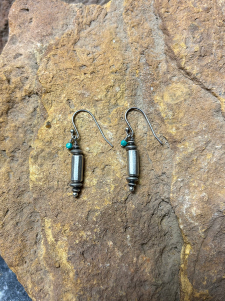 Turquoise and Barrel Peyote Bird Earrings