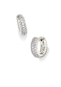 Kendra Scott Mikki Pave Huggie Earrings in Silver & Gold