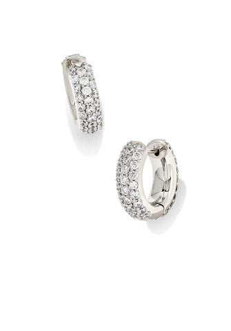 Kendra Scott Mikki Pave Huggie Earrings in Silver & Gold