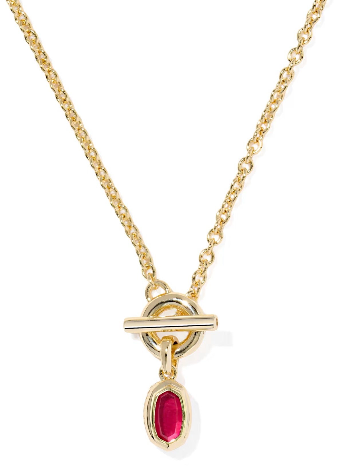 Kendra Scott Mini Elisa Toggle Gold Short Pendant Necklace in Red Illusion