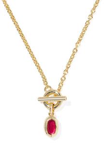 Kendra Scott Mini Elisa Toggle Gold Short Pendant Necklace in Red Illusion