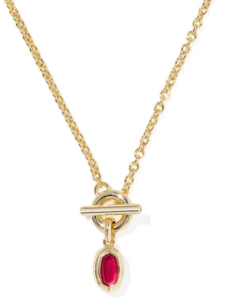 Kendra Scott Mini Elisa Toggle Gold Short Pendant Necklace in Red Illusion
