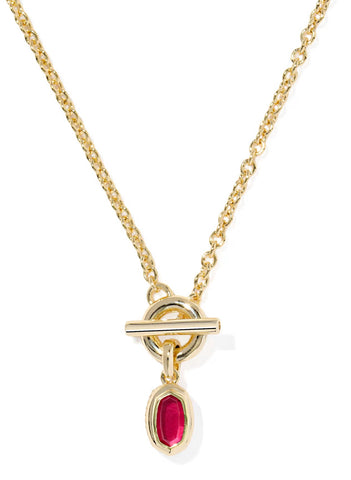 Kendra Scott Mini Elisa Toggle Gold Short Pendant Necklace in Red Illusion