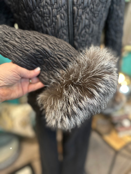 Stretch Leather Jacket W/Silver Fox