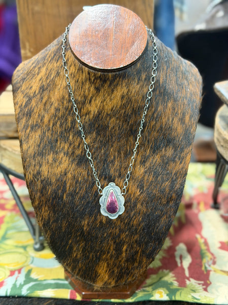 Purple Spiny Tear Drop Necklace